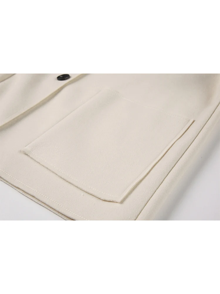 Двубортное шерстяное пальто в Корейском стиле теплая верхняя одежда однобортное