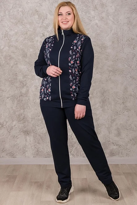 Women's tracksuit 48-62 Milano jacket with a zipper long sleeve straight trousers on an elastic band pockets | Женская одежда