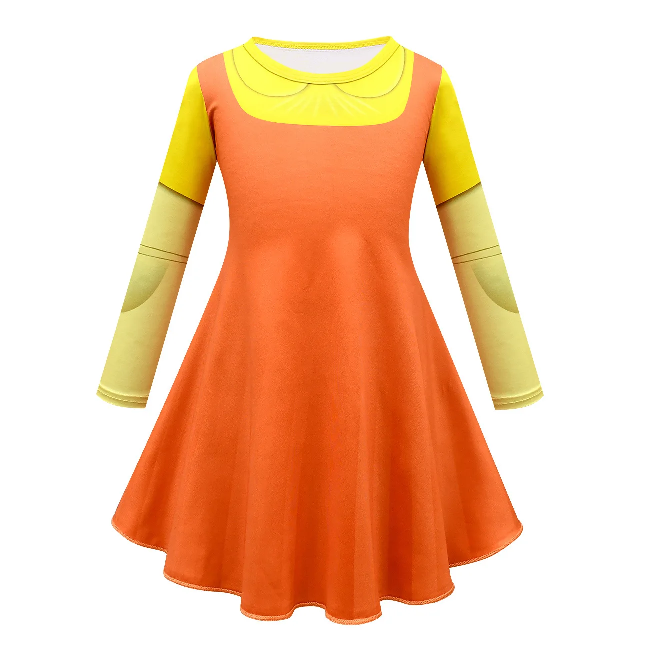 squid game fille 123 soleille Robot Doll Star Cosplay Yellow Girl Dress Halloween Costume For Kids Wooden Man COS Party clothing |