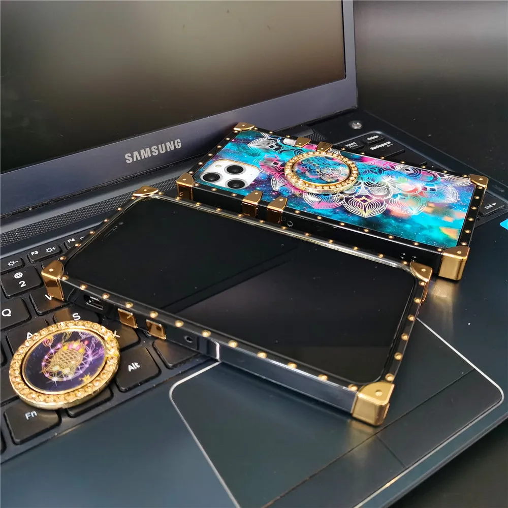 Роскошный блестящий квадратный чехол для телефона цветочный с совой Samsung Galaxy A15 A25