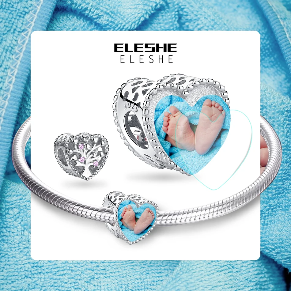 ELESHE розовый серебряные бусины 925 пробы Семья Древо жизни Бусины Подходят брекет