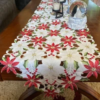 european classical christmas flower hollow out table flag wedding table embroidery rectangular dining room luxury tablecloth