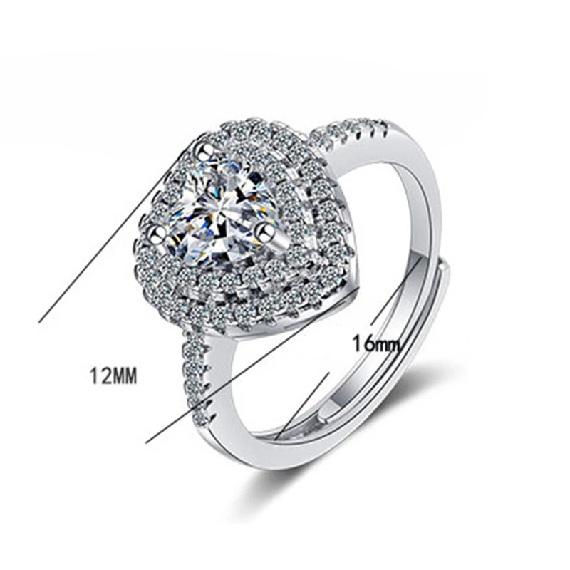 

KOUDOUN Bridal Ring Simple Minimalist Wedding Opening Rings with Solitaire Heart CZ Stone Prong Setting Engagement Rings