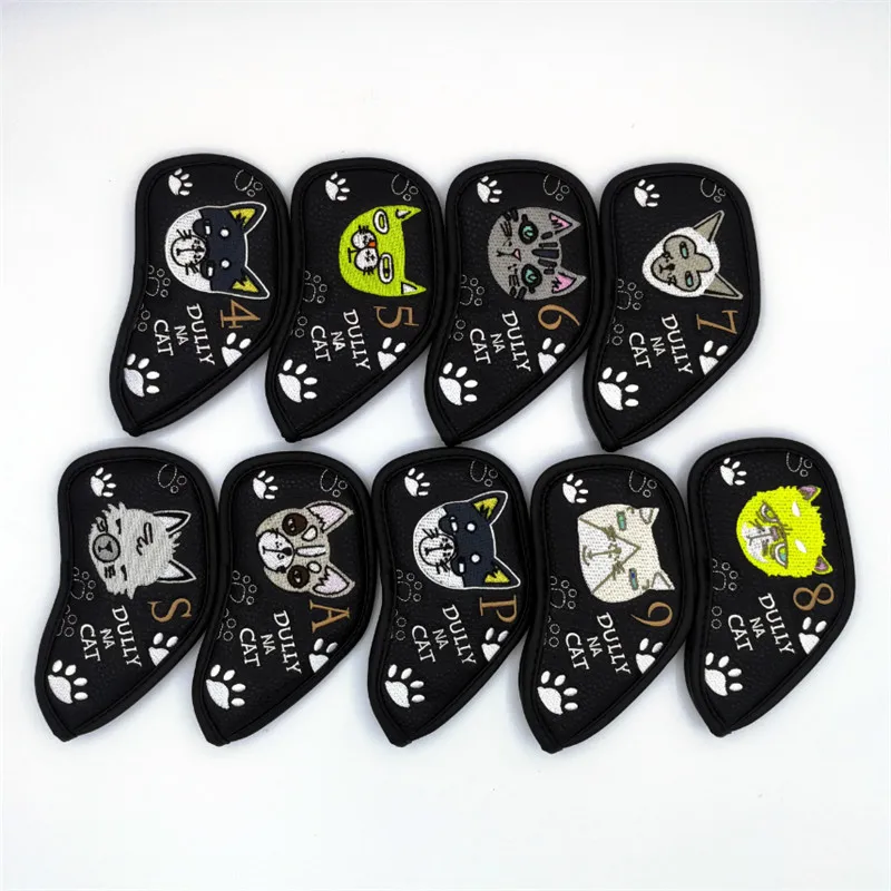Тускло на кошка клюшки для гольфа Headcovers из искусственной кожи клюшек набор