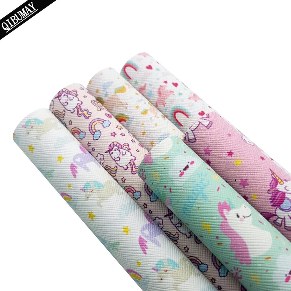 Кожаная ткань с принтом животных единорога фламинго 22*30 см A4|Синтетическая кожа| |