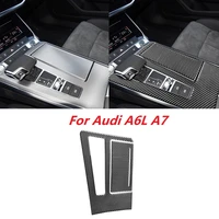 car styling carbon fiber water cup holder gear panel covers stickers fit for audi a6l a7 2019 interior auto accessories