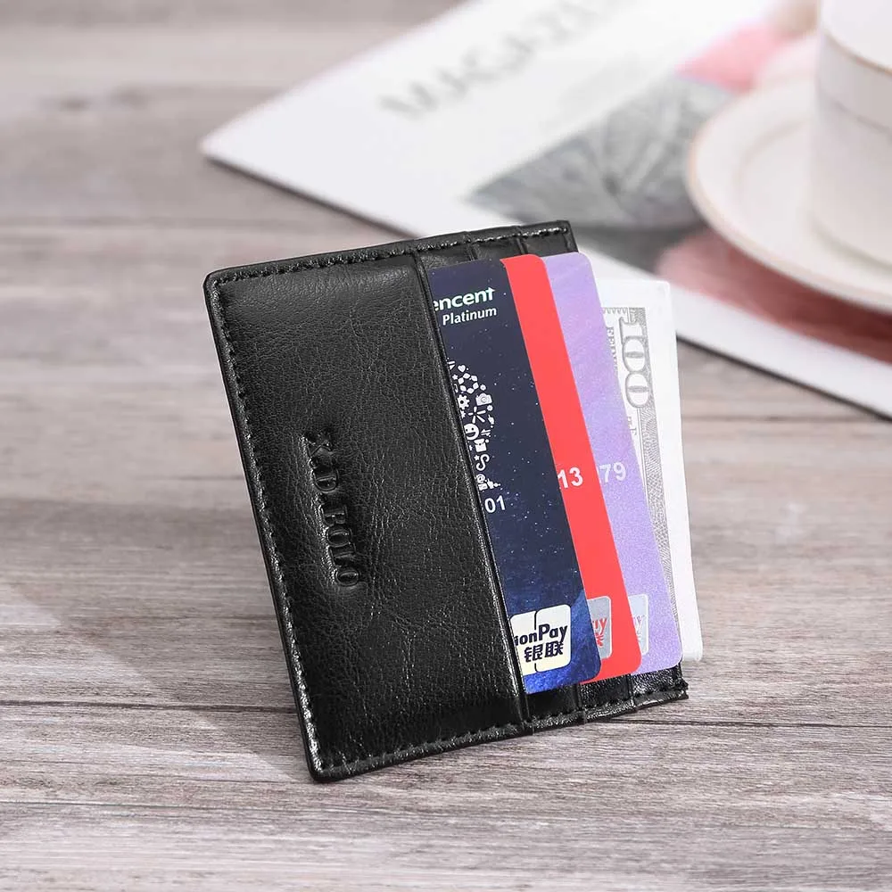 Black X. D. BOLO Rfid Тонкий кошелек, кредитная карта, мужские кошельки, мини натуральная кожа, держатель для карт, Женский кошелек, передний карман, кошелек - Цвет: Black