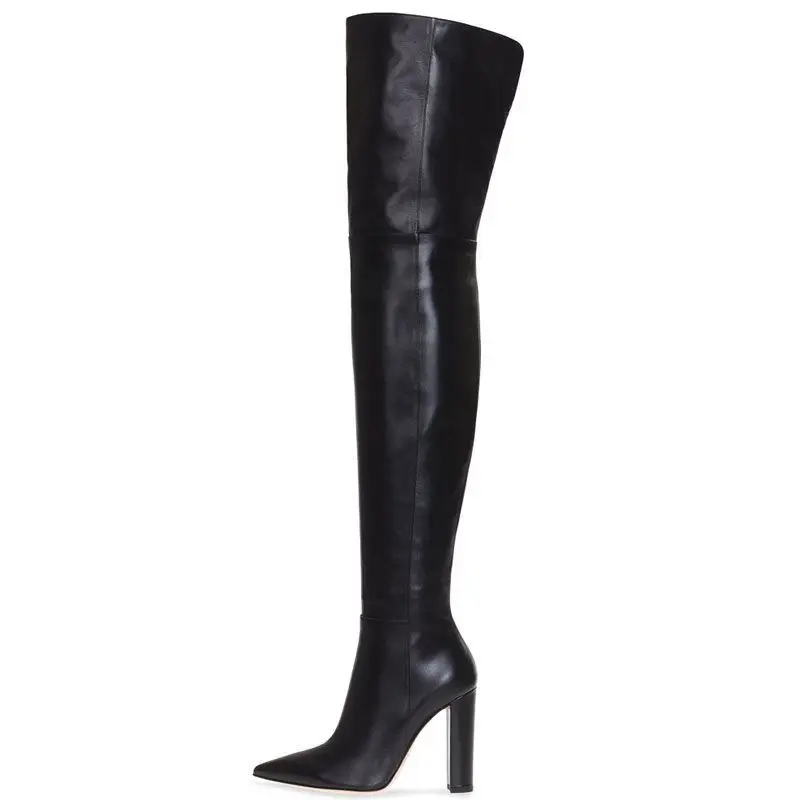 

New pointed snake high tube Knee Boots large women's show thick heel boots comfortable fashion boots
