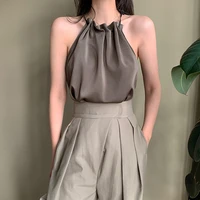 sleeveless blouse womens 2021 new summer design feeling heart temperament chiffon neck strapless vest tide korean fashion