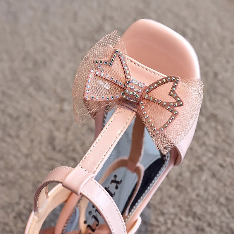 

Girls' Sandals 2021 New Fashion Xia Zhong Da Tong Soft Sole Princess Shoes Children's Crystal Shoes Little Girl High Heels