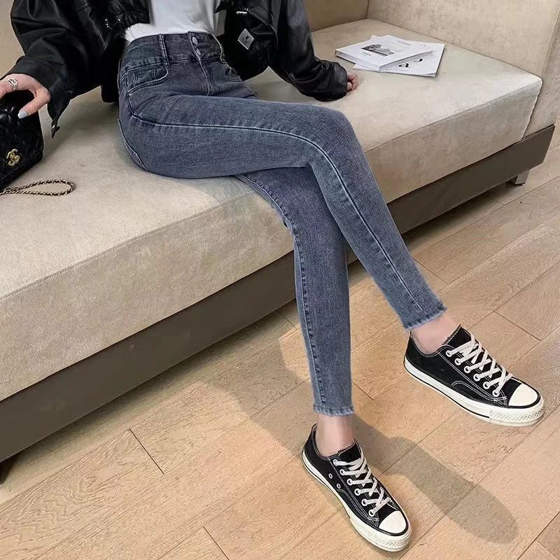 Женские джинсы с высокой талией женские леггинсы брюки-карандаш зауженные