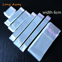 width 6cm clear plastic self adhesive bag self sealing small bags for pen jewelry candy packing resealable gift cookie packaging