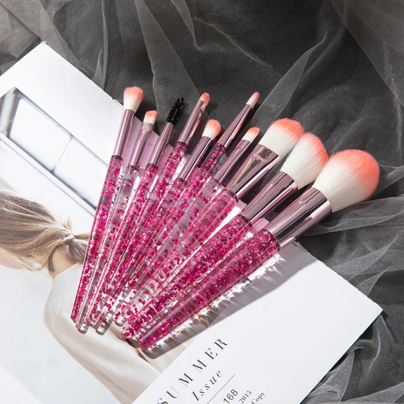 

NEW 10pcs Colorful Makeup Brush Set Glitter Shinny Crystal Foundation Blending Power Cosmetic Beauty Make Up Tool Set