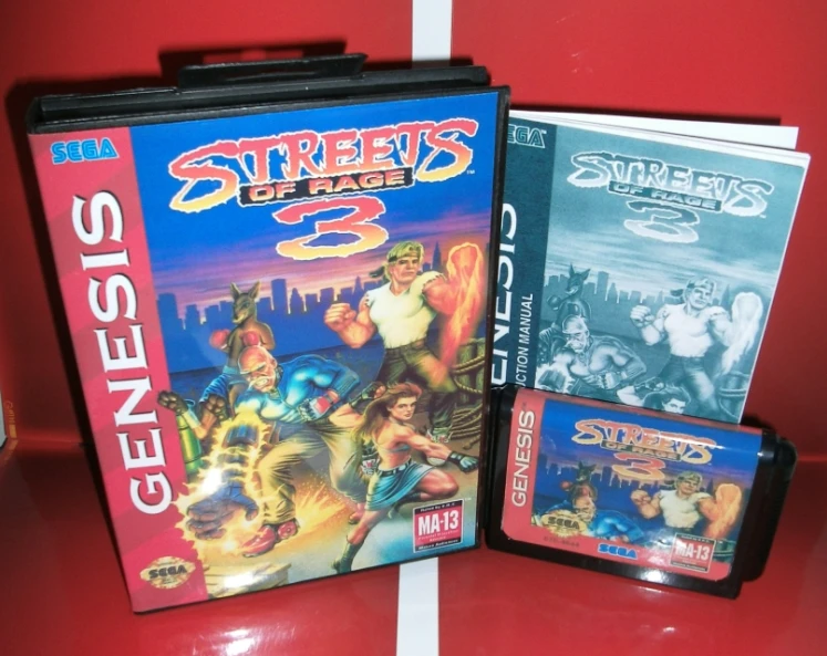 MD games card - Streets of Rage 3 US Cover with Box and Manual For Sega Megadrive Genesis Video Game Console 16 bit | Электроника