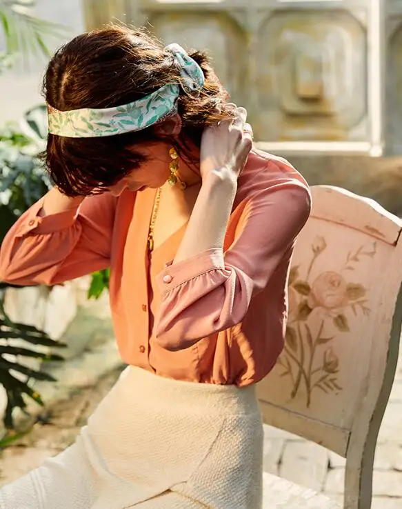 Женская розовая рубашка из 100% шелка красивая/нежная мягкая и восковая шелковая