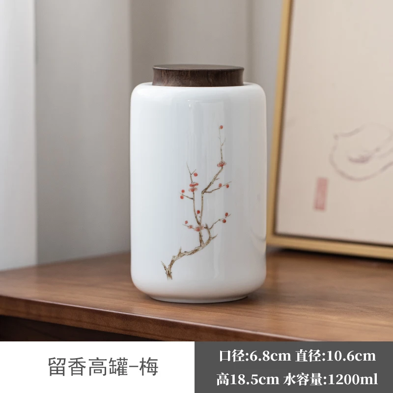 

White Organizer Tea Caddy Packaging Small Ceramic Tea Jar Tea Tin Cans Smell Proof Caja Para Guardar Te Coffee Teaware AB50CY