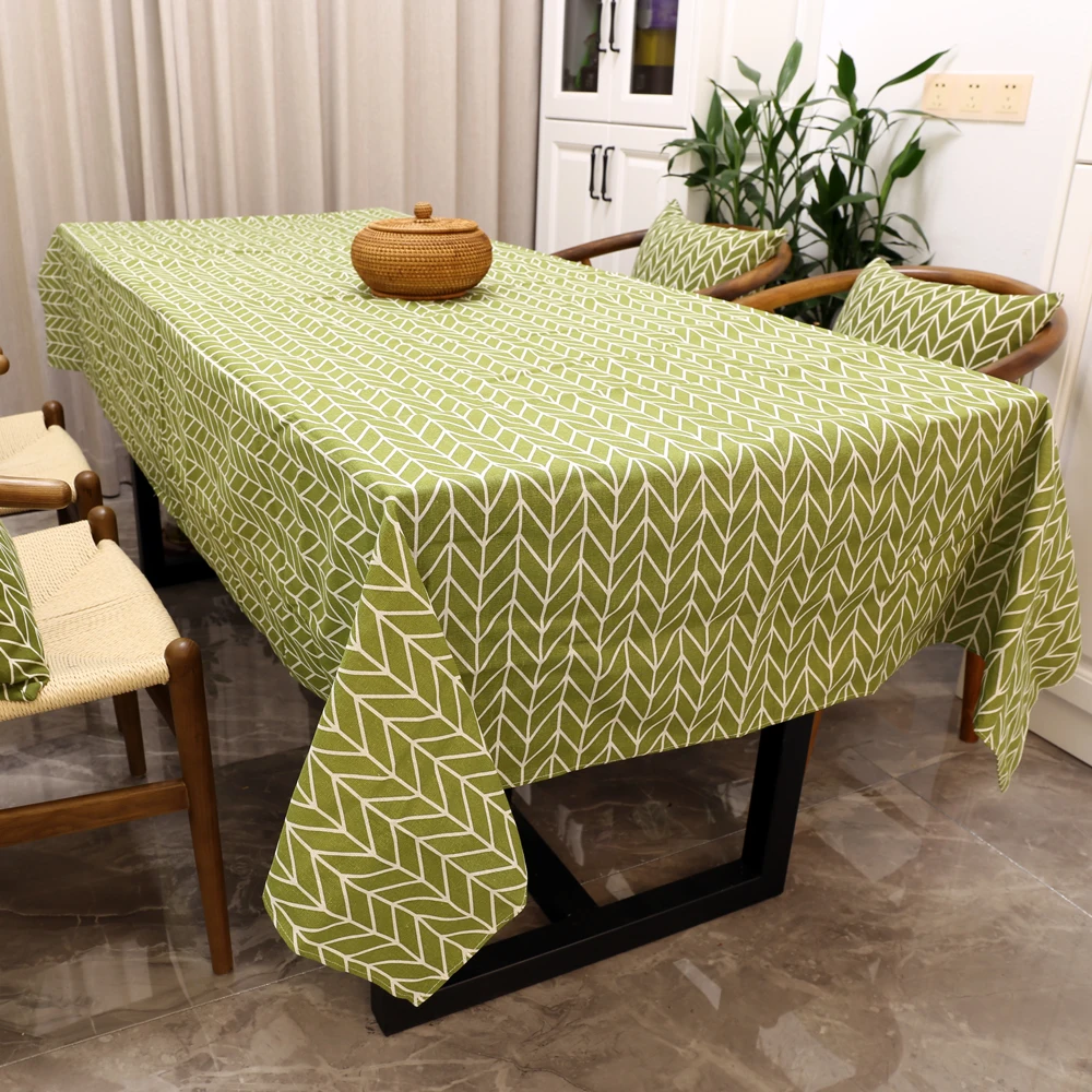 Скатерть в зеленую полоску хлопковая подушка Маленький журнальный столик