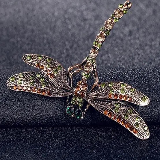 Elegant jewelry Brooches Crystal Shiny Dragonfly Diamond Brooch Metal Holloe Out Vintage Cool Punk Accessories Harajuke | Украшения и