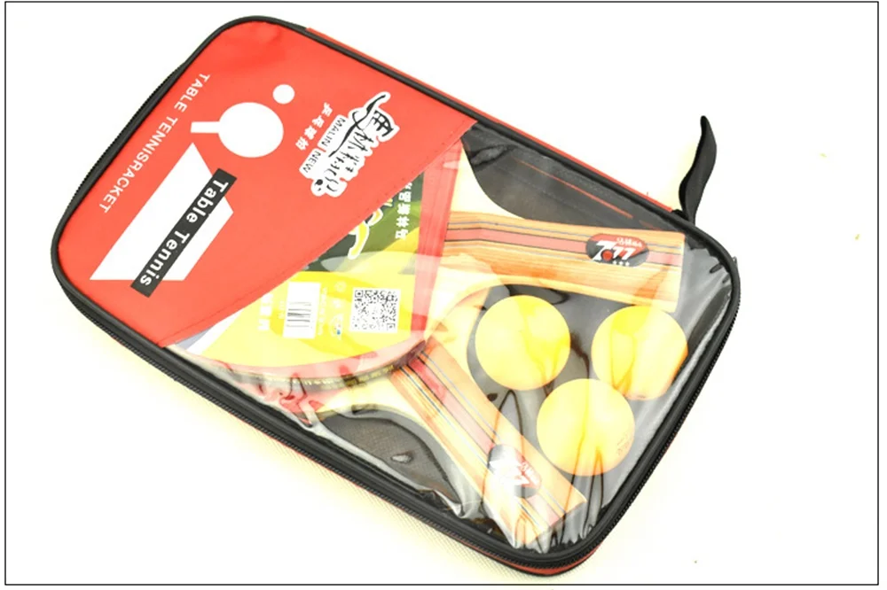 Настольная ракетка для тенниса с длинной и короткой ручкой Резиновая двойным