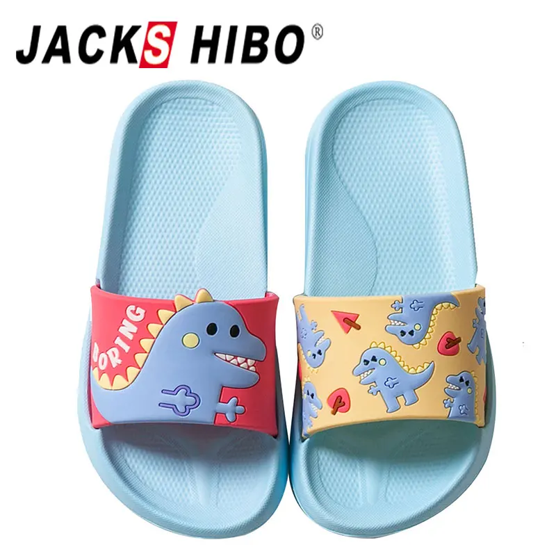 Jackshibo 2020 летние тапочки для мальчиков и девочек детские домашние с животными