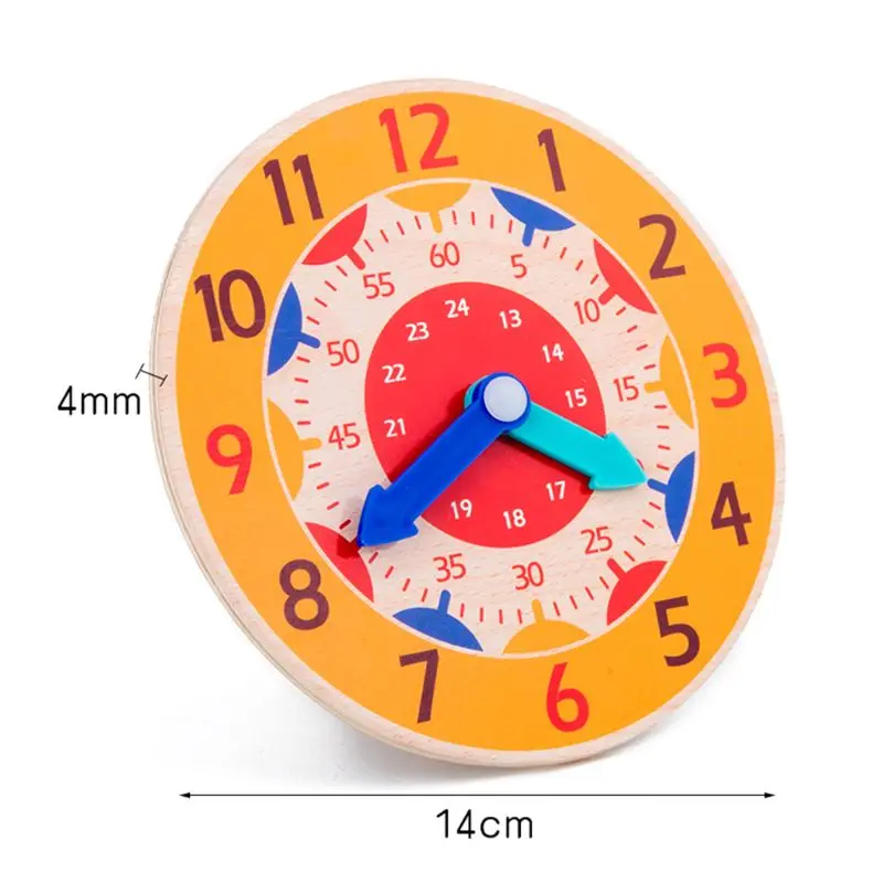 

HX5D Children Wooden Clock Toys Hour Minute Second Cognition Colorful Clocks Toy