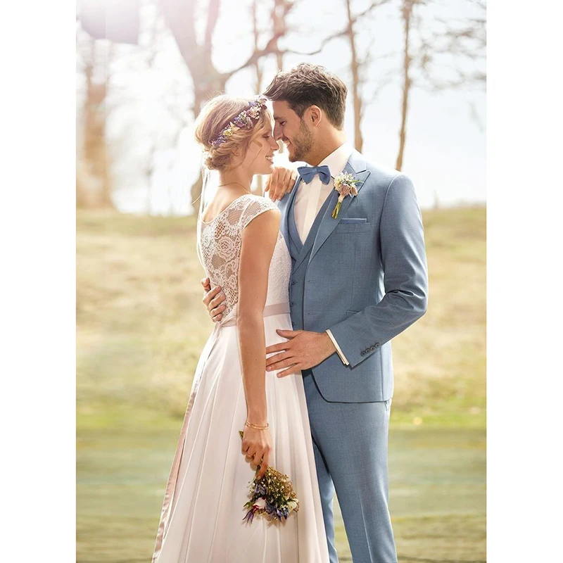 

Slim Fit деловые мужские костюмы, комплект из 3 предметов, комплект одежды синего цвета на свадьбу, Блейзер, костюм, смокинг для жениха мужской м...