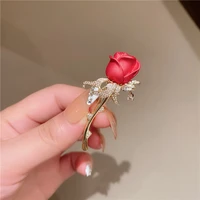 1pc red rose flower brooches for women 2022 new trendy brooch pins jewelry christmas gifts