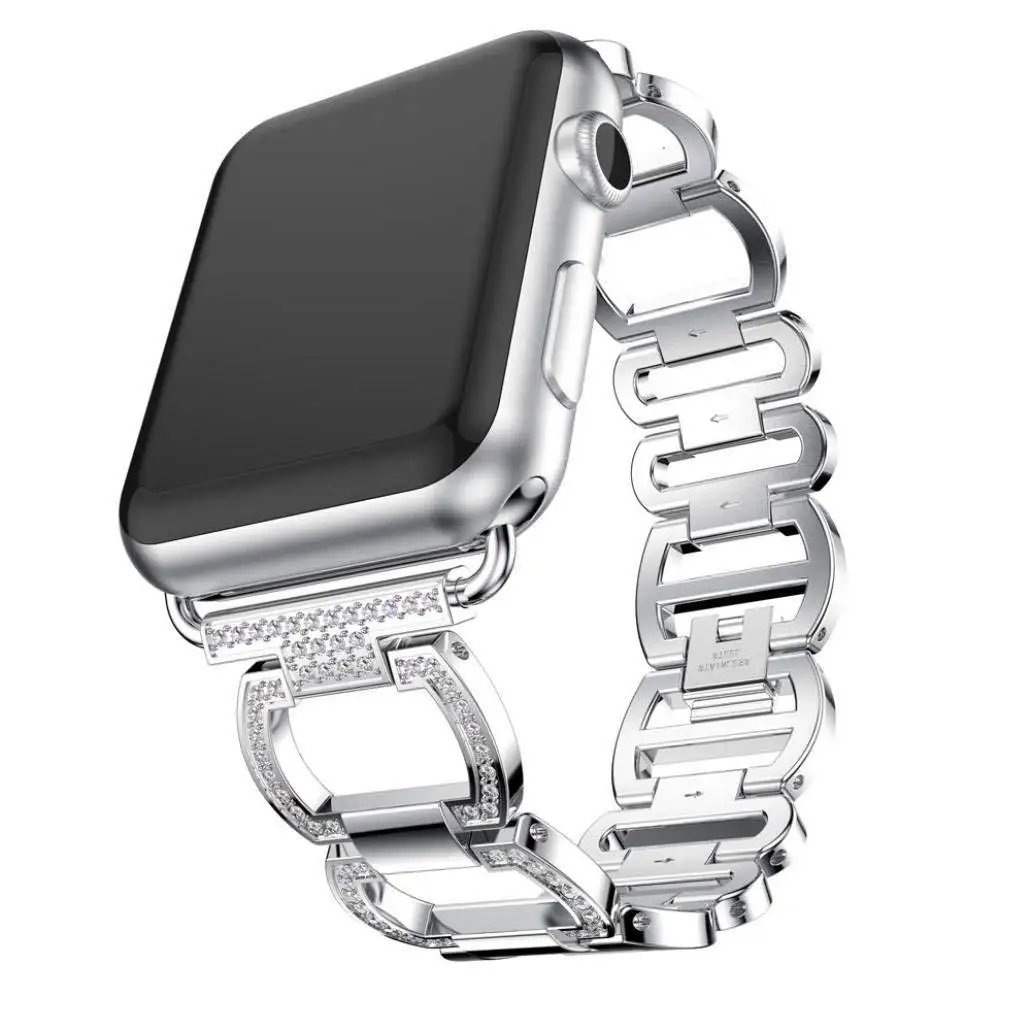 Ремешок из нержавеющей стали для Apple Watch Band горный хрусталь алмазный обруч 38 мм 42 мм серия для Apple Watch 40 мм 44 мм серия 4