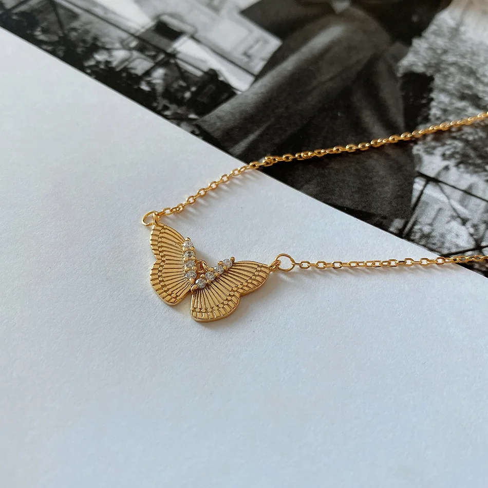 

Ожерелье CHUANGU из стерлингового серебра 925 пробы с животным бабочкой до ключиц Подвески минималистичное серебро 925 пробы длинное ожерелье дл...