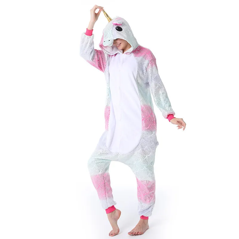 Единорог комбинезоны для девочек и мальчиков сезон зима стежка Totoro Panda Onesie женщин