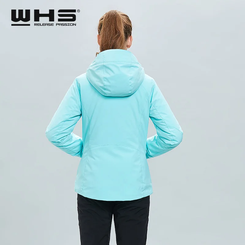 Windproof and Waterproof Outdoor Single Board Double Ski women's Pure Color Mint Green Fashion Warm top Coat Jacket Cotto | Спорт и