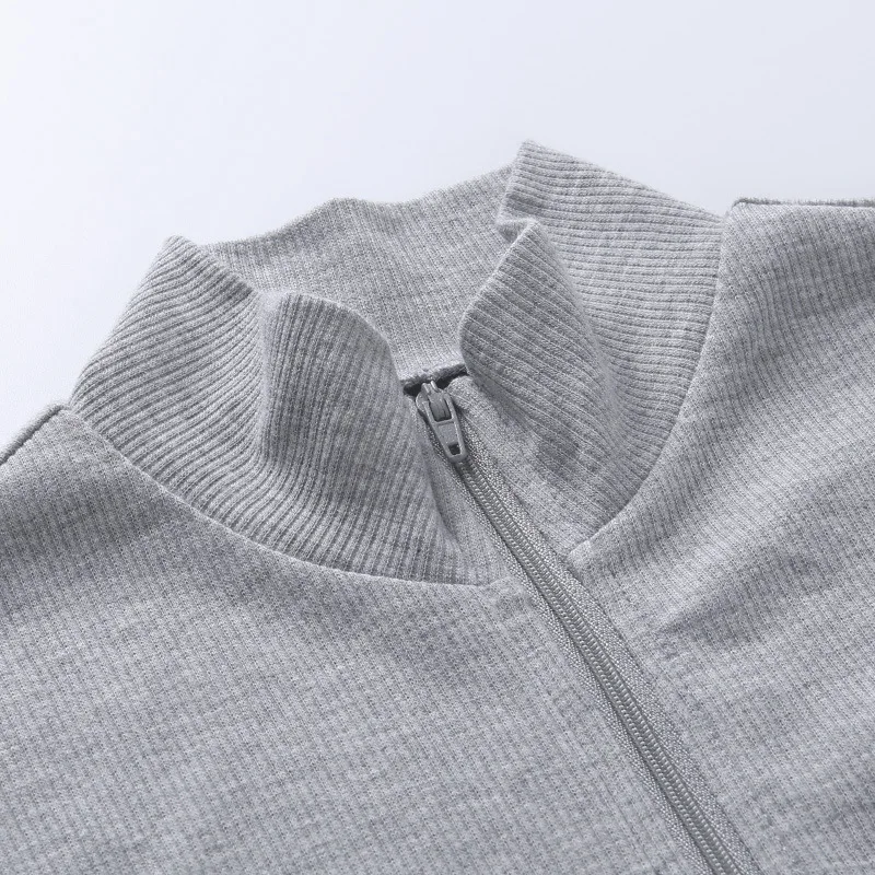 

2021 Sexy Zipper Shirt Women Shirt High Neck Corset Tops Solid Black Grey Bustier Tshirt Casual Slim Bodycon Lady Chic Crop Tops