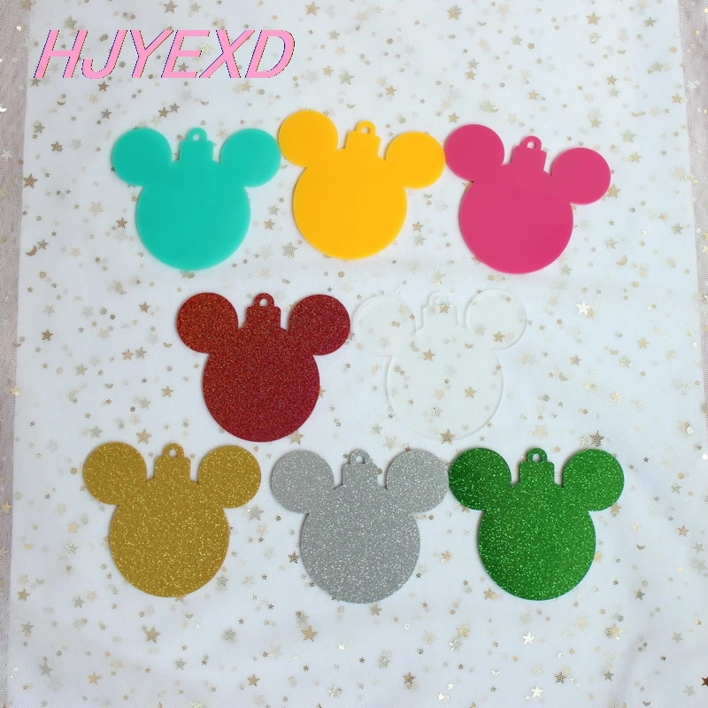 101 мм акриловые рождественские Микки Маус голова метки украшения монограмма мышь