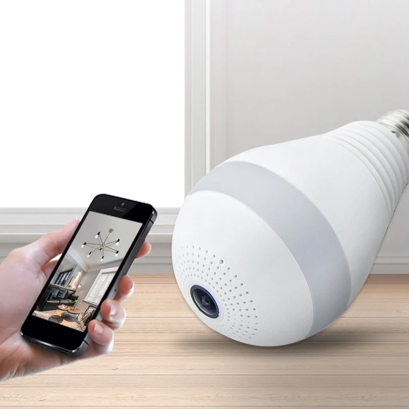 

LED Light Camera 1080P Wireless Panoramic Wifi Camera Fisheye Bulb Lamp 360 Home Security Monitor
