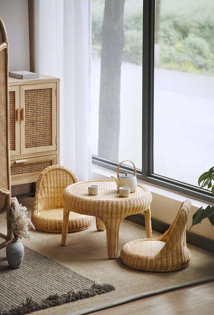 

Balcony Bay Window Small Coffee Table Household Japanese Bay Window Table Subnet Red Low Table Tatami Rattan Tea Table