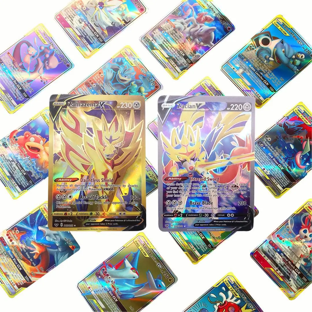 

100pcs TOMY Pokemon Cards Anime Hyperevolution Game Collection Flash Figure Card Children Christmas Decorate Present Model Toys