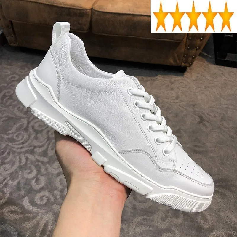 

Genuine Brand White Designer Mens Leather Athlete Lace Up Joggers Sneakers Breathable Casual Male Footwear Driving Shoes
