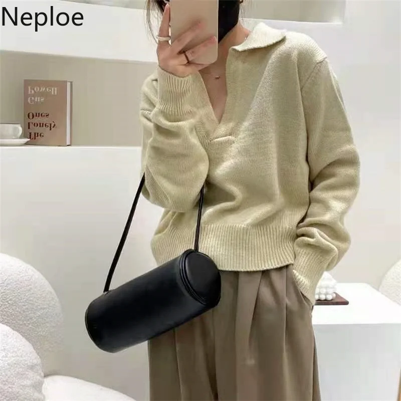 Женский свитер Neploe 2022 Свободные Повседневные вязаные пуловеры в Японскую