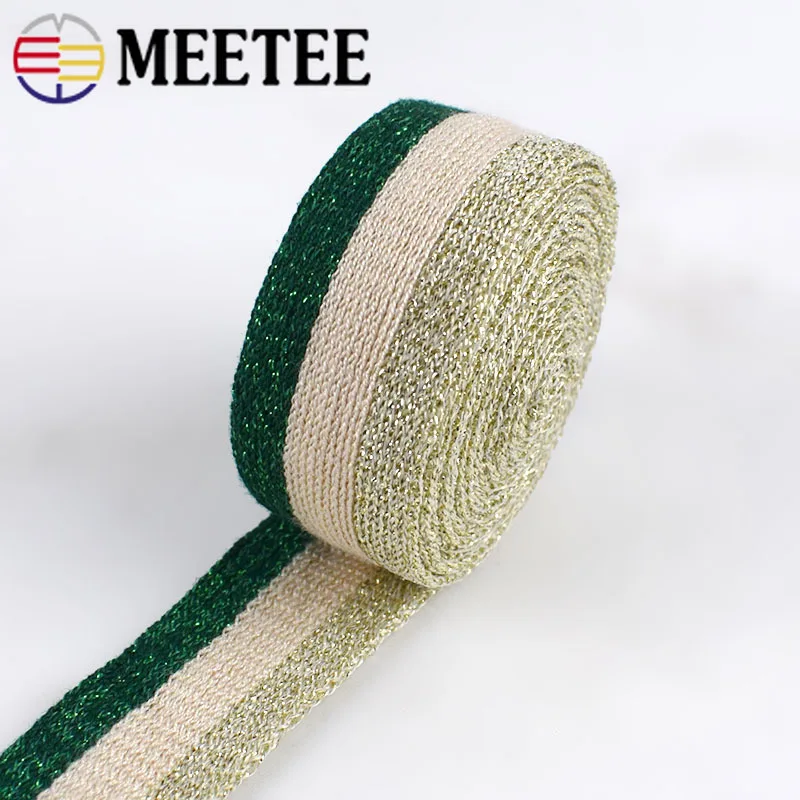 12 м 25 мм золотые и серебряные полосатые вязаные ленты спортивные брюки боковые