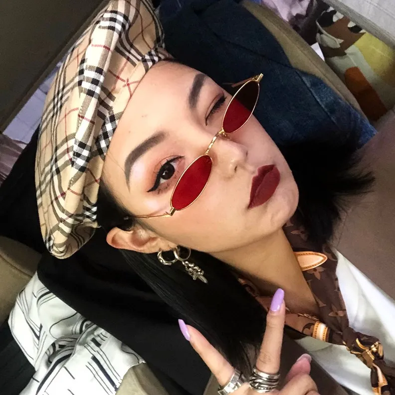 Маленькие овальные солнцезащитные очки для мужчин Мужская металлическая оправа