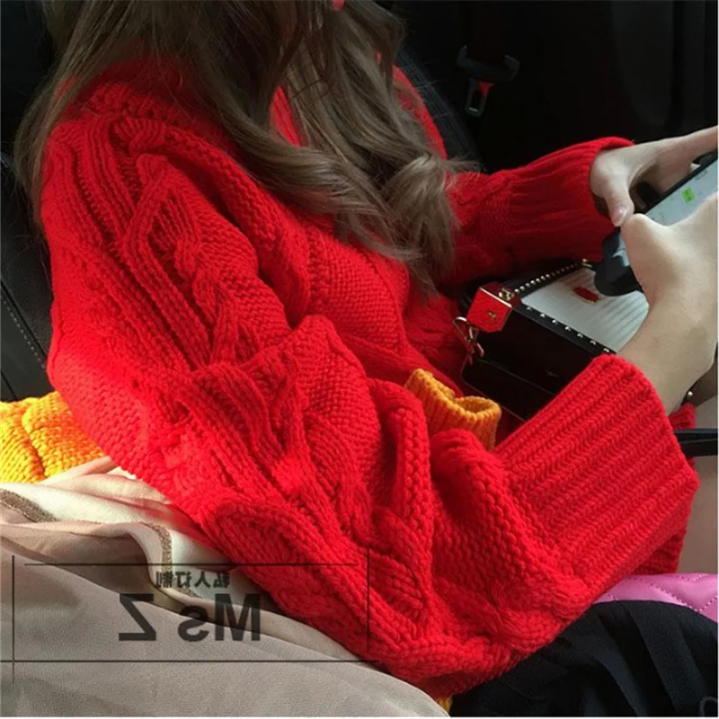 Свитер женский свободный тонкий плотный Осень-зима 2019