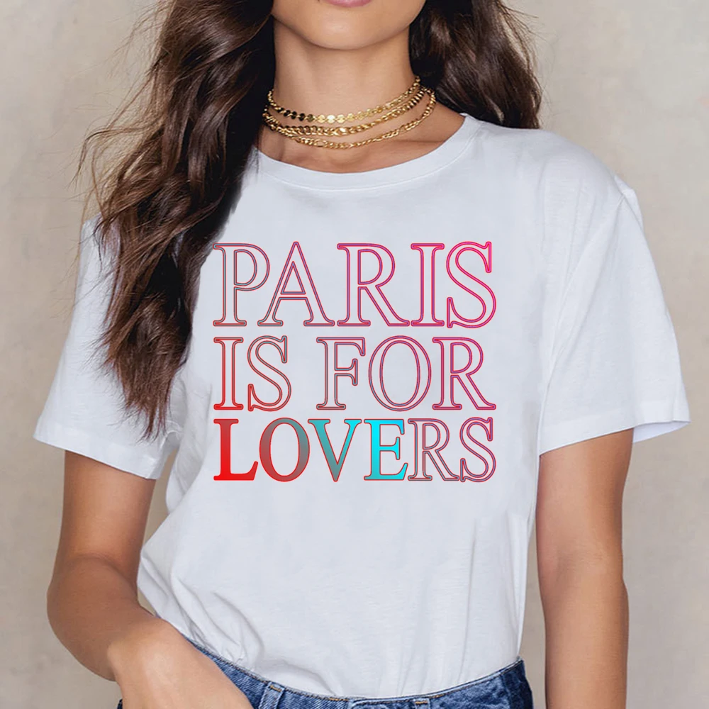 

Топы Футболка Для женщин Paris для влюбленных Летние Harajuku на заказ женская рубашка