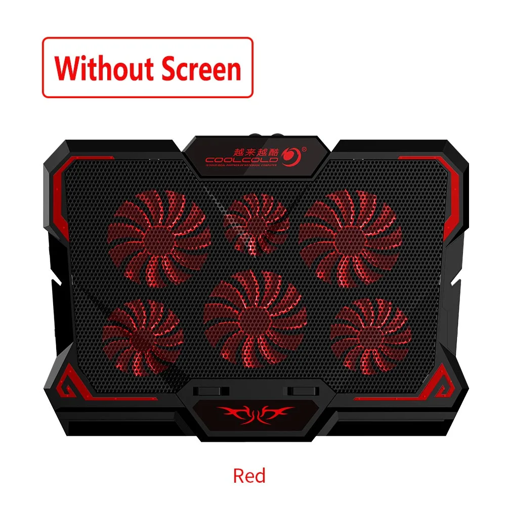 Red(without screen) CoolCold ноутбук кулер 12-17 дюймов для ноутбука с 2 usb-портами и шестью охлаждающими вентиляторами ноутбук скользящая подставка со светом - Цвет: Red(without screen)