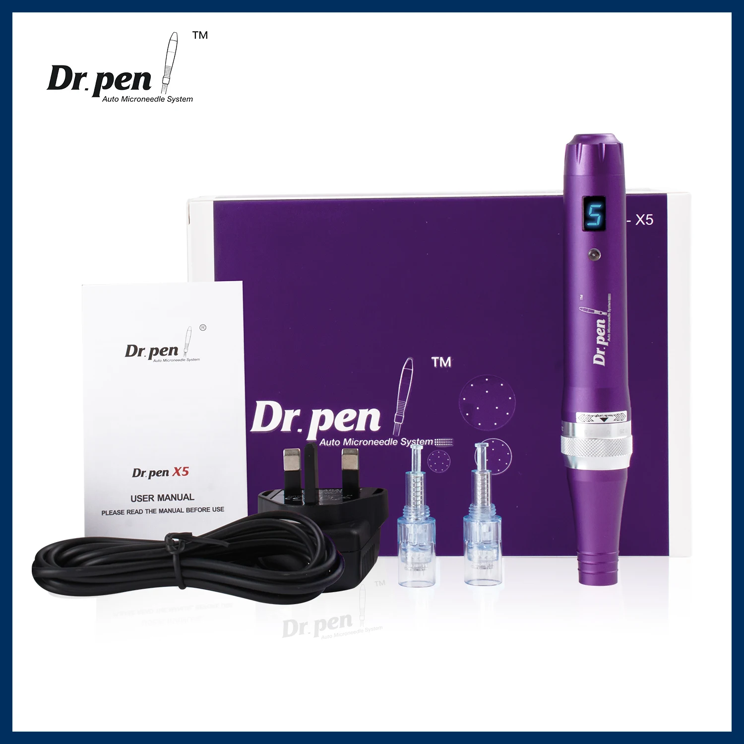 Dr. Pen Ultima X5 Professional Derma Pen Authentic Multi-function Electric Wireless Beauty Pen with 12 Needle Cartridges