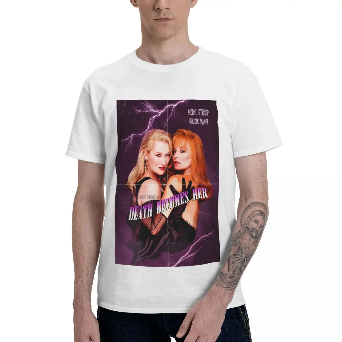 

Винтажные мужские футболки из чистого хлопка, с рисунком из фильма Death become Her, повседневные футболки оверсайз с круглым вырезом и коротким ру...