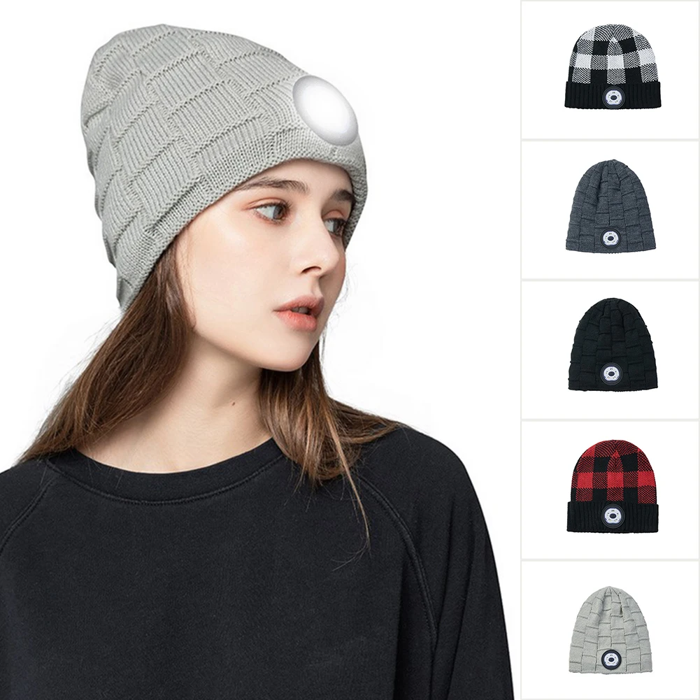 

LED Light Hat USB Rechargeable Headlamp Beanie for Men Women 3 Modes LED Lighted Cap Knitted Winter Warm Outdoor Christams Gift