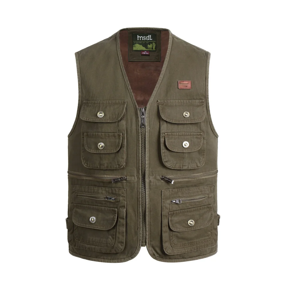 

Winter Men Vest Casual Fleece Warm Waistcoats Mens Thermal Vests Jackets Man Multi-pocket men's vest Sleeveless Jackets Clothing