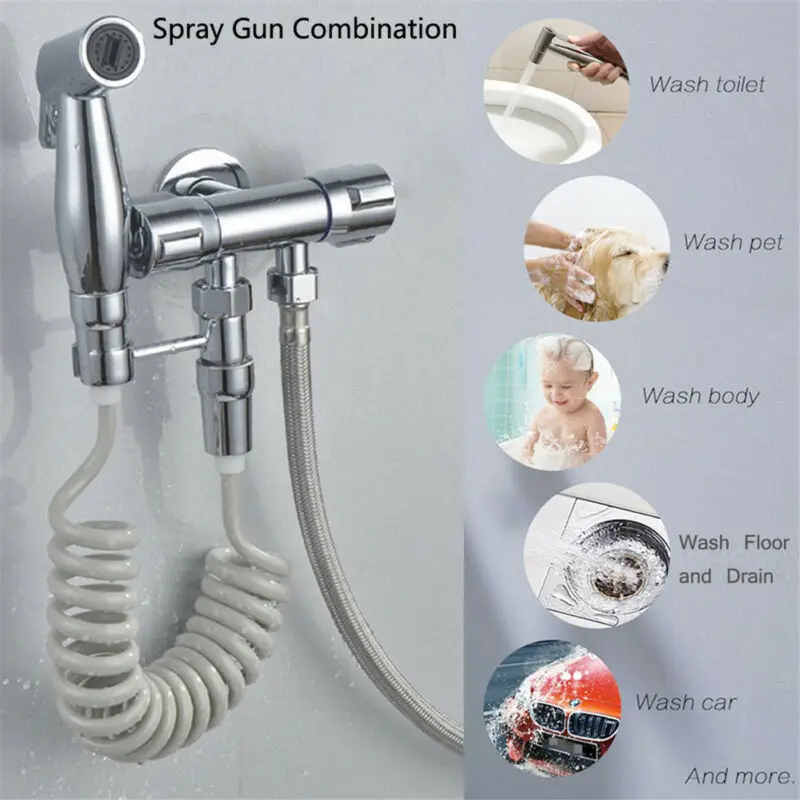 Биде Спрей Хром Держатель туалетной Насадки для душа Шланг чистый распылитель