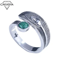 s925 vintage thai silver malachite ring womens open ring silver jewelry wholesale