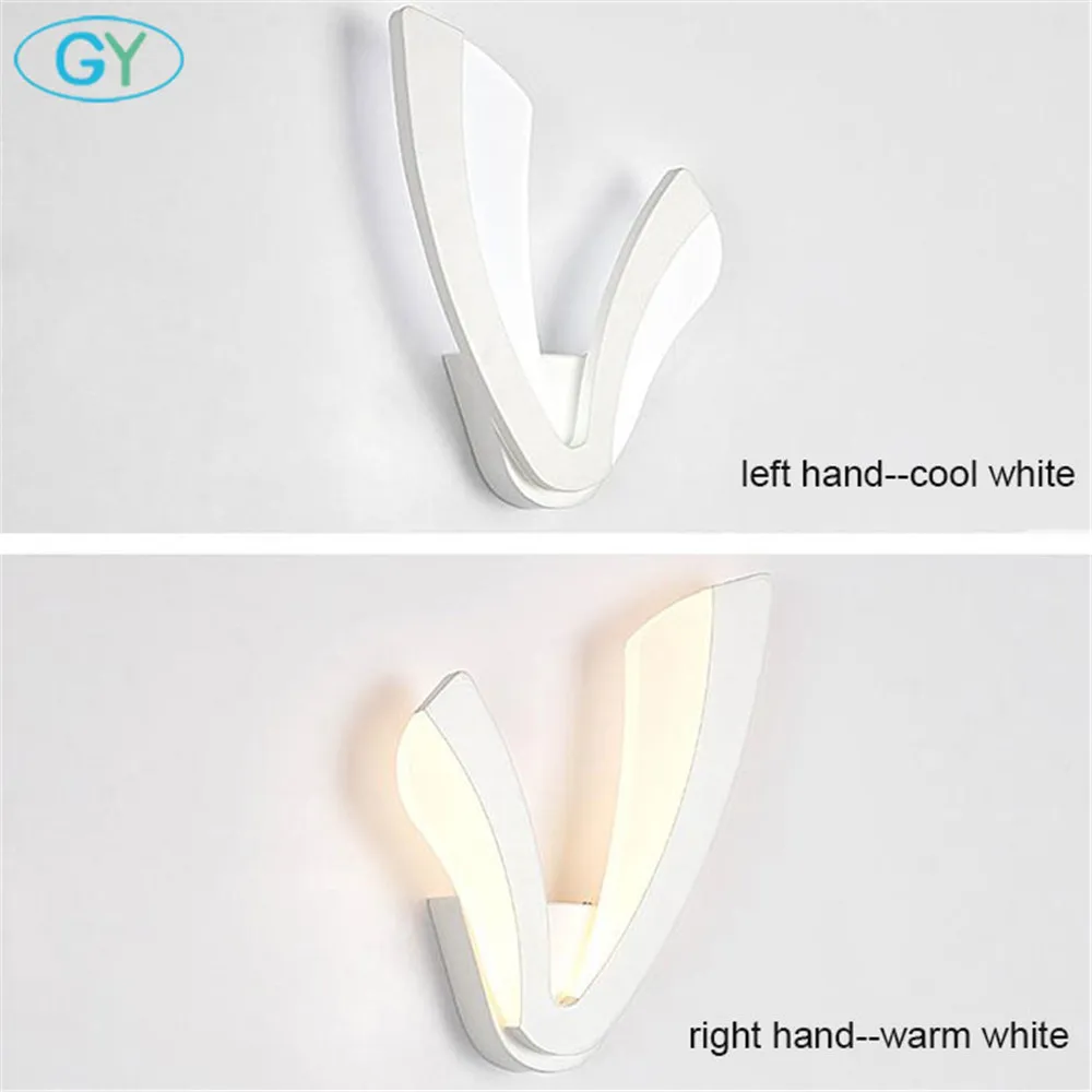 Nordic post modern simple V shade 8W LED light white led wall lamp bedside bedroom creative room living staircase corridor | Освещение